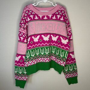 Wicked Broadway Musical Sweater Pink‎ Green Butterfly Girls L 10/12 Universal